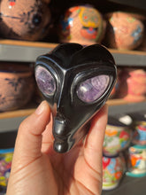 Load image into Gallery viewer, Obsidian Alien with Amethyst Eyes