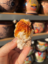 Load image into Gallery viewer, Sparkly Orange Vanadinite Crystals on Barite Blades