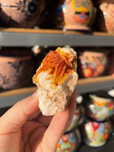 Load image into Gallery viewer, Sparkly Orange Vanadinite Crystals on Barite Blades