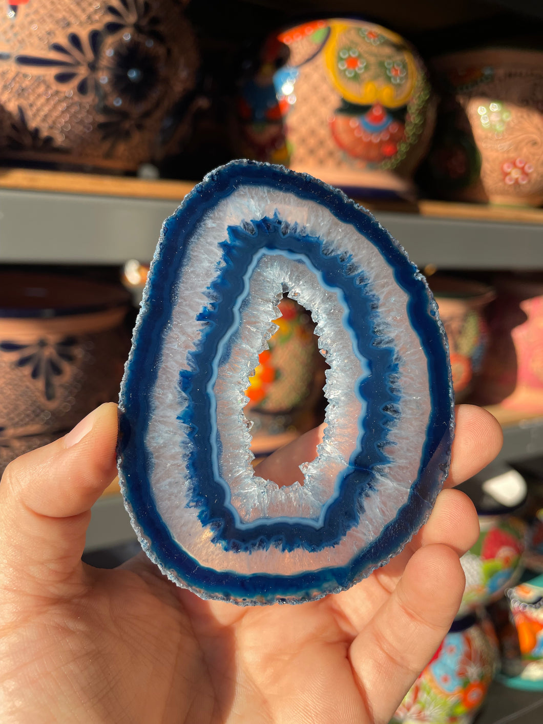 Agate Slice with Druzy (Dyed)