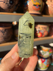 Epidote & Prehnite Tower with Druzy