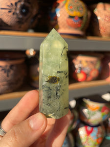 Epidote & Prehnite Tower with Druzy