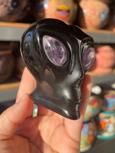 Obsidian Alien with Amethyst Eyes