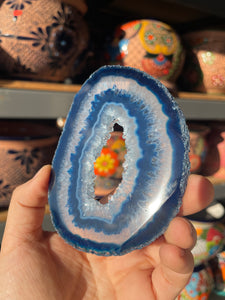Agate Slice with Druzy (Dyed)