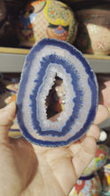Load and play video in Gallery viewer, Agate Slice with Druzy (Dyed)

