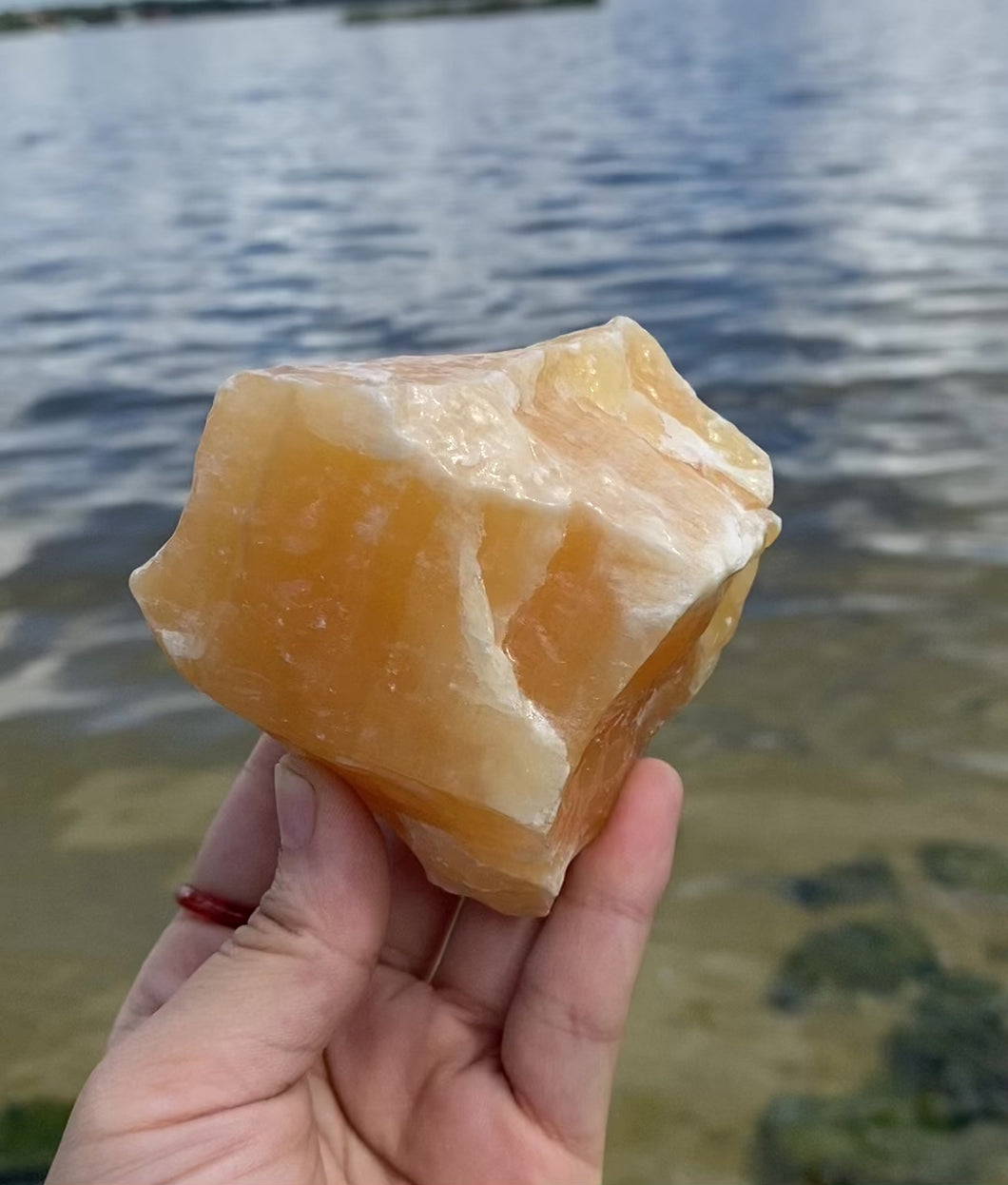 Large Rough Palm Size Orange Calcite