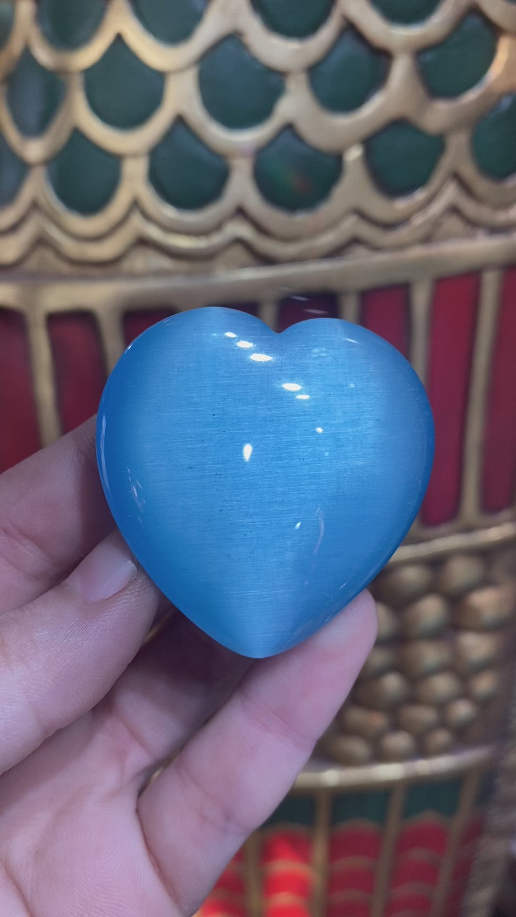 Large Light Blue Cat’s Eye Heart