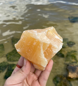 Large Rough Palm Size Orange Calcite