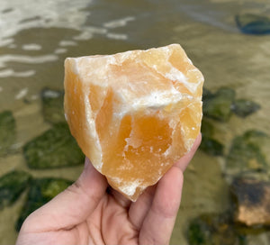 Large Rough Palm Size Orange Calcite