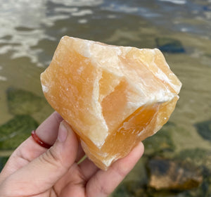 Large Rough Palm Size Orange Calcite