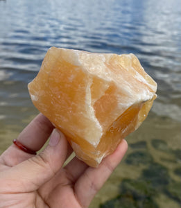 Large Rough Palm Size Orange Calcite