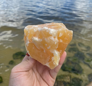 Large Rough Palm Size Orange Calcite