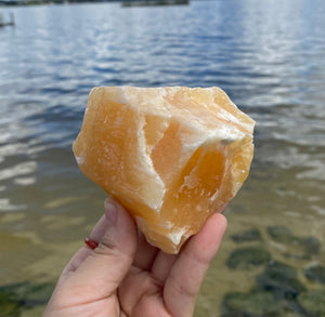 Large Rough Palm Size Orange Calcite