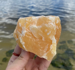 Large Rough Palm Size Orange Calcite