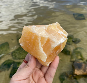 Large Rough Palm Size Orange Calcite