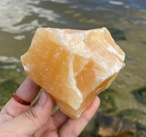 Large Rough Palm Size Orange Calcite